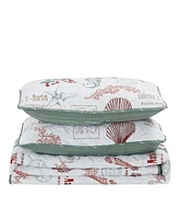 Closeout! Videri Home Holiday Writing Reversible 3-Piece Quilt Set, Full/Queen