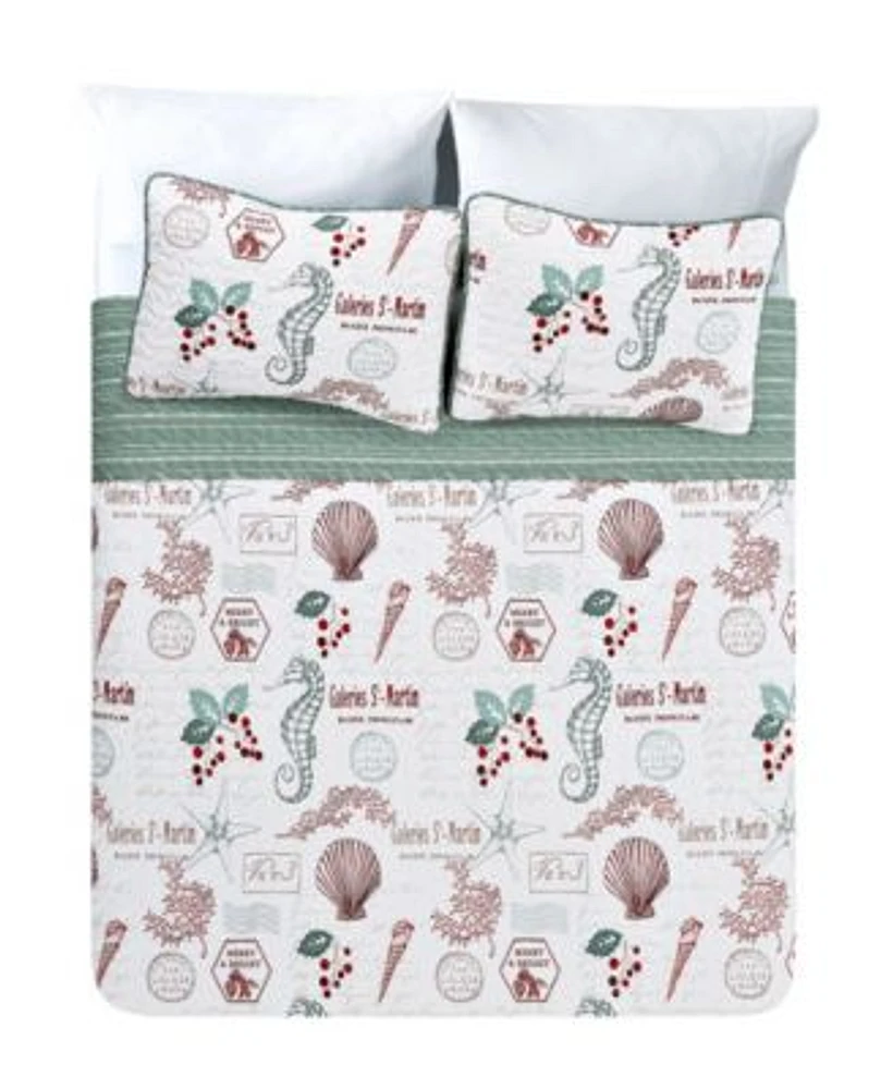 Videri Home Holiday Writing Reversible 3 Piece Quilt Sets