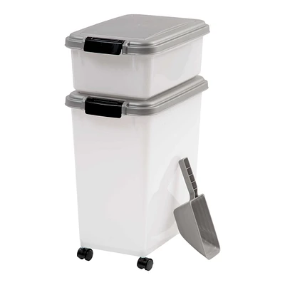 Iris 3-Piece 45 Qt WeatherPro Airtight Pet Food Storage Container Combo with Scoop