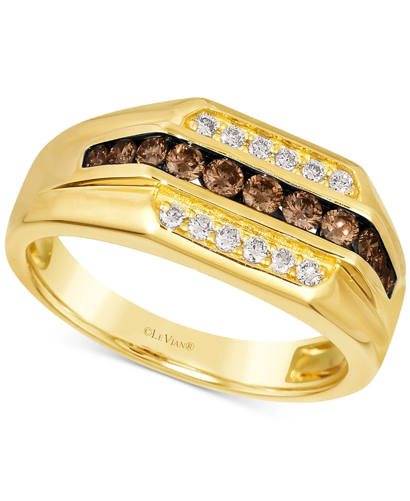 Le Vian Men's Chocolate Diamond & Nude Diamond Three Row Ring (5/8 ct. t.w.) in 14k Gold