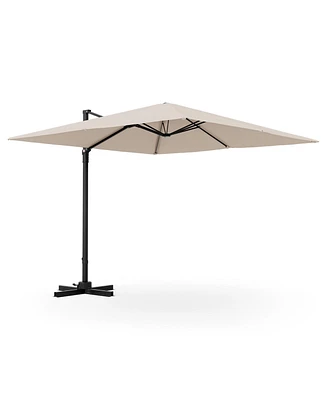 Patio 9.5FT Square Cantilever Offset Hanging Umbrella 2-Tier 360° Outdoor