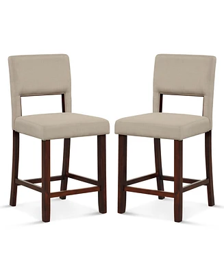 Set of 2 Upholstered Bar Stools 24.5'' Dining Chairs with Back