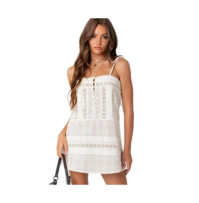 Women's August Cotton Lace Mini Dress