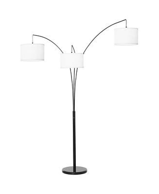 Homcom Arc Floor Lamp w/3 Hanging Drum Shape Lampshade, and Flexible Steel Pole