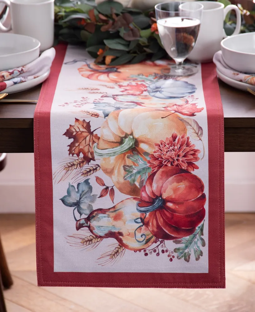 Elrene Botanical Harvest Pumpkin Engineered Table Runner, 13" x 70"