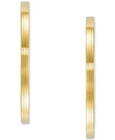 Textured C-Hoop Earrings 14k Gold Vermeil over Sterling Silver, 2-1/4" (Also Silver)