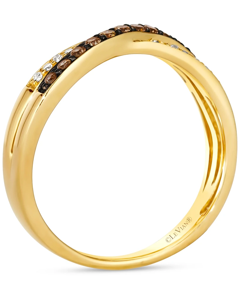 Le Vian Chocolate Diamond & Nude Diamond Crossover Ring (1/4 ct. t.w.) in 14k Gold