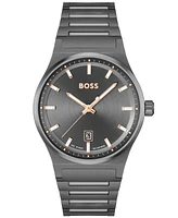 Hugo Boss Men's Candor Quartz Basic Calendar Ionic Plated Gray Steel Watch 41mm
