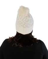 Marcus Adler Geo Lurex Print Beanie with Pom