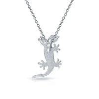 Bling Jewelry Nautical Tropical Green Opal Gecko Lizard Pendant Necklace Sterling Silver