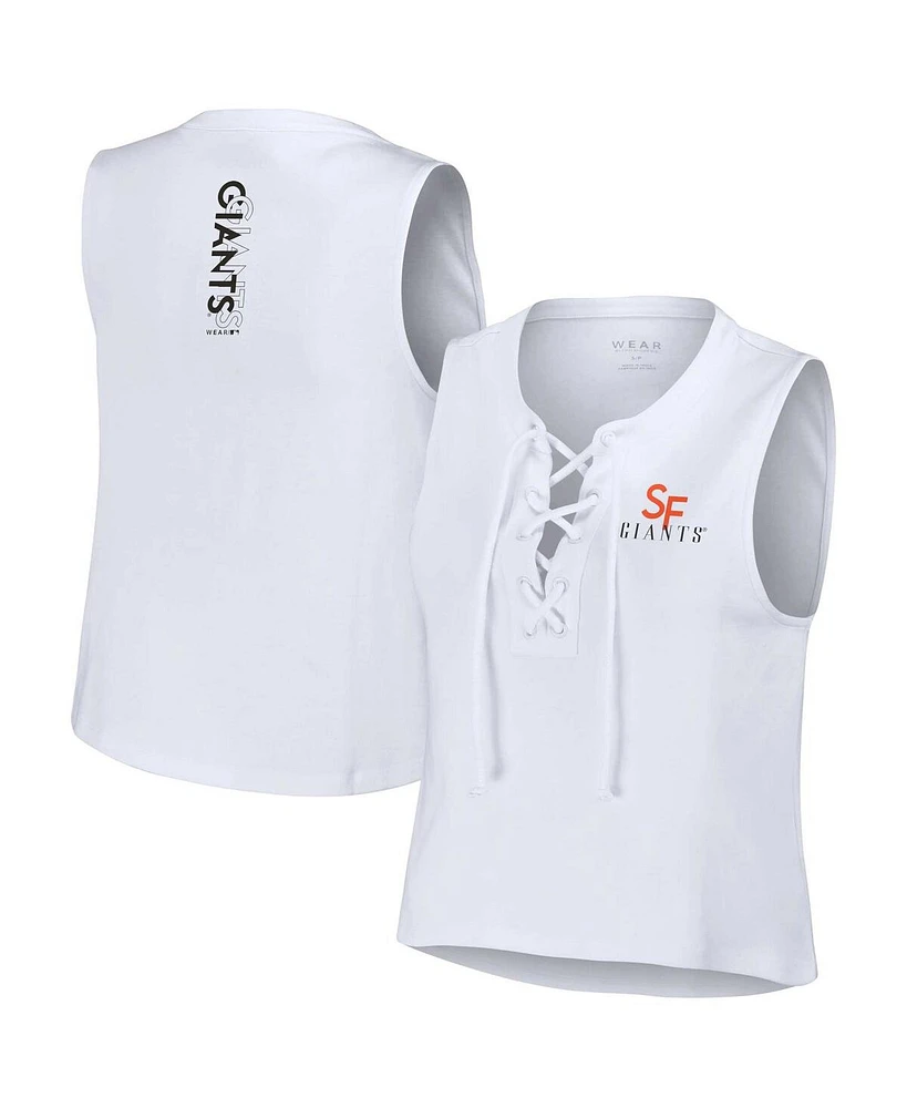 Women's Wear by Erin Andrews White San Francisco Giants Lace-Up Tank Top