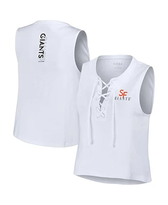 Women's Wear by Erin Andrews White San Francisco Giants Lace-Up Tank Top