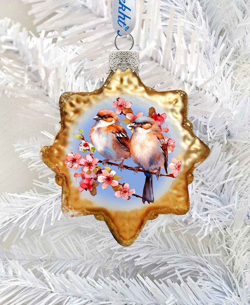 Designocracy Spring Sparrows Keepsake Mercury Glass Christmas Ornaments G. DeBrekht