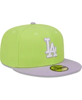 Men's New Era Neon Green, Lavender Los Angeles Dodgers Spring Color Two-Tone 59FIFTY Fitted Hat