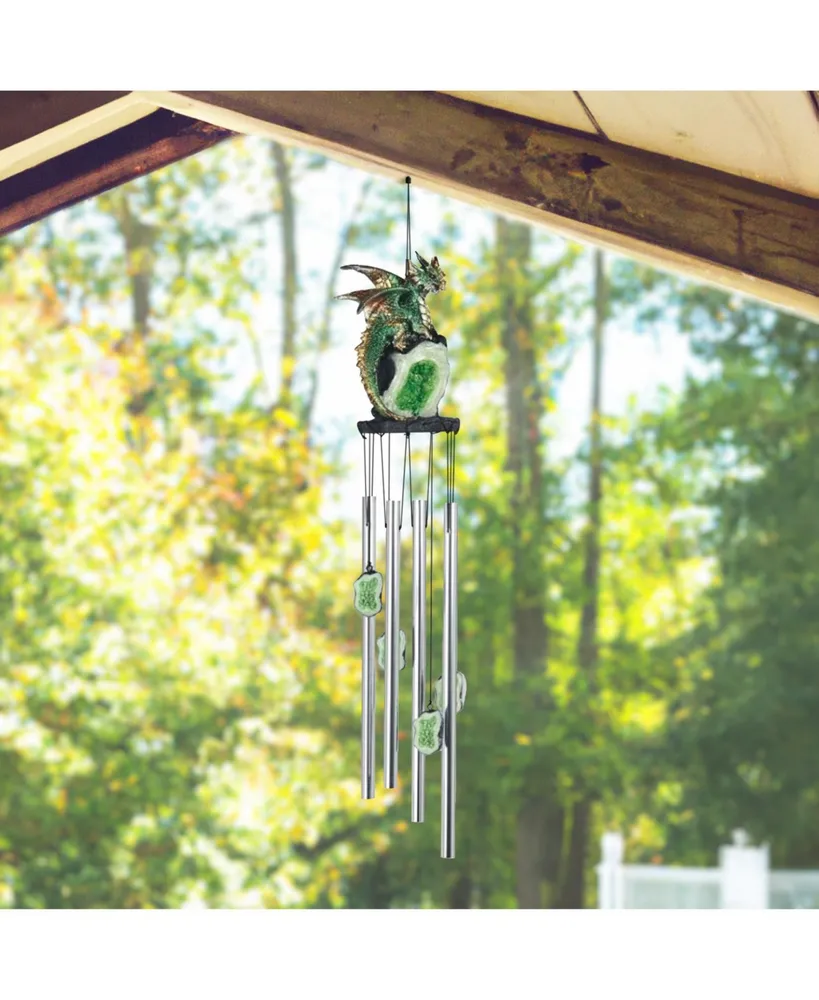 23" Long Dragon on Faux Crystal Round Top Wind Chime