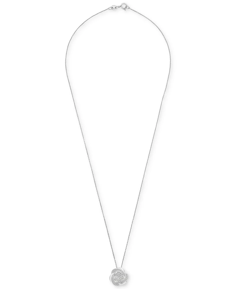 Diamond Flower 18" Pendant Necklace (1/4 ct. t.w.) in Sterling Silver, Created for Macy's