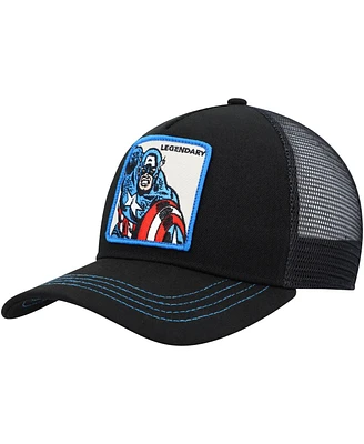 Men's Black Captain America Retro A-Frame Snapback Hat