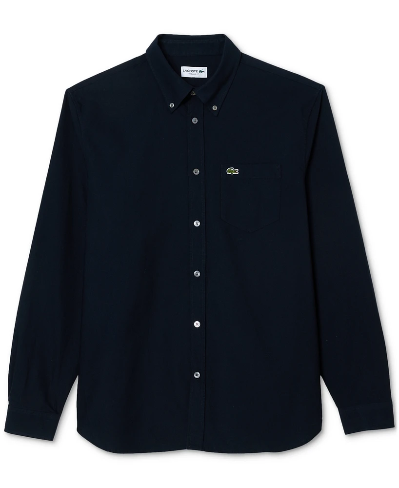 Lacoste Men's Woven Long Sleeve Button-Down Oxford Shirt
