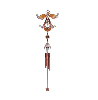 23" Long Yellow Angel Copper and Gem Wind Chime