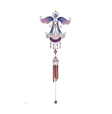 33" Long Purple Angel Copper and Gem Wind Chime