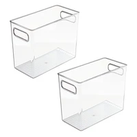 mDesign Tall Plastic Kitchen Storage Organizer Bin with Handles, 2 Pack, Clear, Usa Made