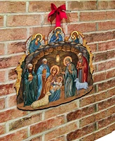 Designocracy Orthodox Nativity Scene Christmas Wooden Door Hanger Door Decor G. DeBrekht