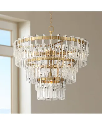 Vienna Full Spectrum Donegan Burnished Brass Crystal Chandelier 23 1/2" Wide Luxury Tiered 8-Light Fixture for Dining Room House Foyer Kitchen Island