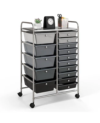 15 Drawer Rolling Storage Cart Tools Scrapbook Paper Office School Organizer