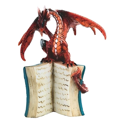 Fc Design 6"H Red/Orange Volcano Dragon Standing on an Open Books Statue Fantasy Decoration Figurine Home Decor Perfect Gift for House Warming, Holida