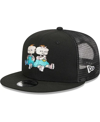 Men's and Women's New Era Black Rugrats Phil & Lil Trucker 9FIFTY Snapback Hat
