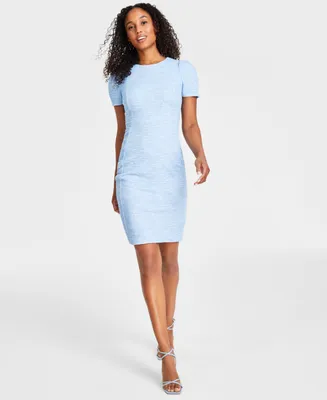 Calvin Klein Women's Tweed Short-sleeve Sheath Mini Dress