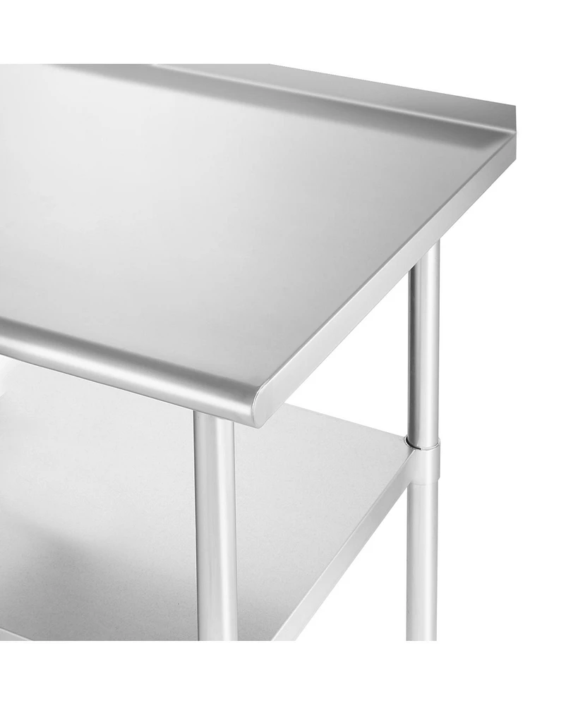 Gridmann x 24 Inch Stainless Steel Table w/ Backsplash & 4 Casters