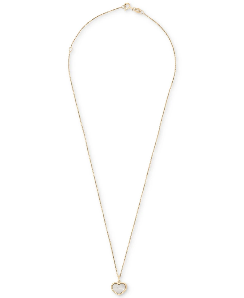 Mother of Pearl Heart Pendant Necklace in 14k Gold-Plated Sterling Silver, 16" + 2" extender