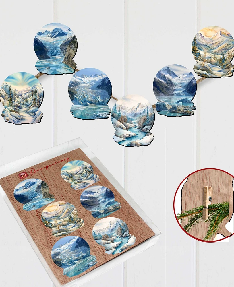 Designocracy Holiday Wooden Clip-On Ornaments Northern Wonders Set of 6 G. DeBrekht