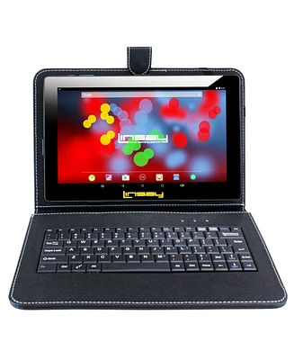 New Linsay 10.1" Tablet Octa Core 128GB Bundle with Black Keyboard Case Newest Android 14