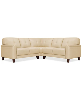 Closeout! Ashlinn 94" 3-Pc. Pastel Leather Sectional, Created for Macy's