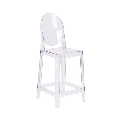 Ghost Counter Stool In Transparent Crystal With Oval Back