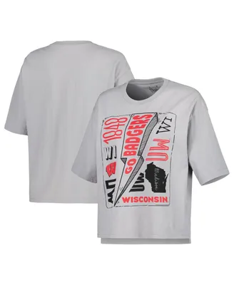 Women's Pressbox Silver Wisconsin Badgers Rock & Roll School of Rock T-shirt