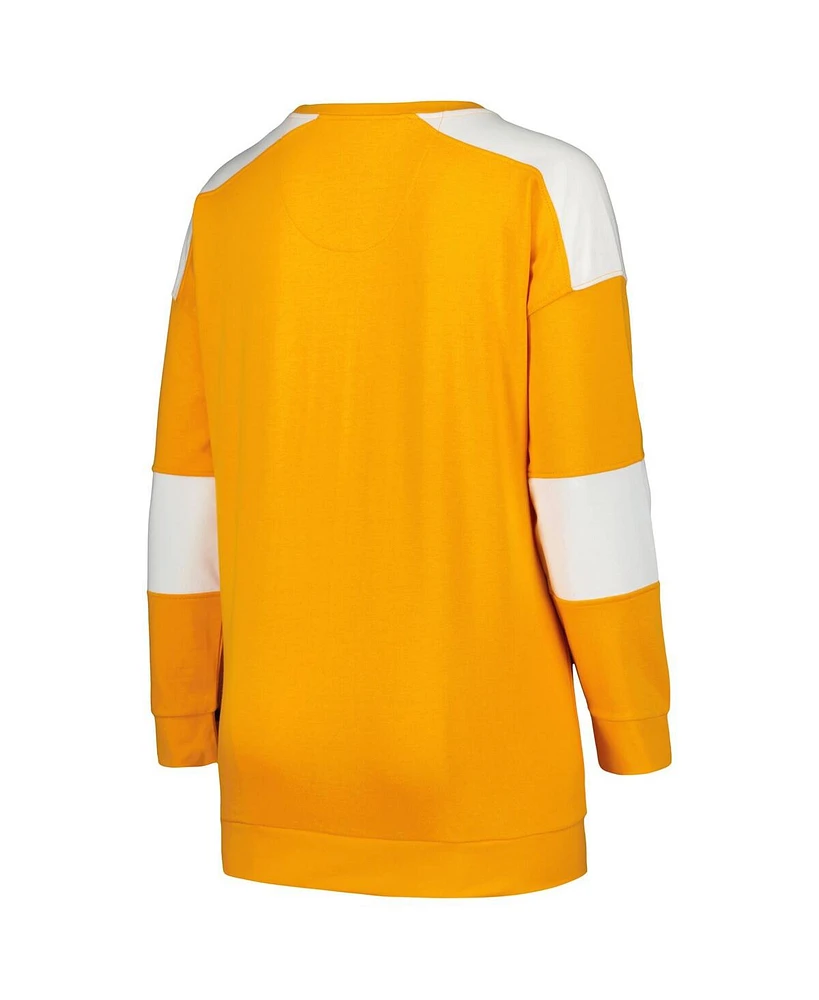 Women's Profile Tennessee Orange Distressed Tennessee Volunteers Plus Size Striped Pullover Sweatshirt