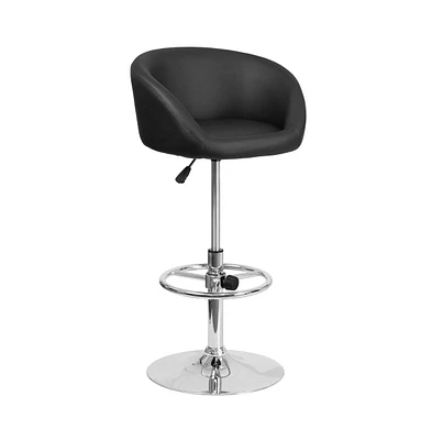 Valencia Bucket Seat Bar And Dining Stool Modern Stool With 360 Swivel, Adjustable Height And Metal Footrest