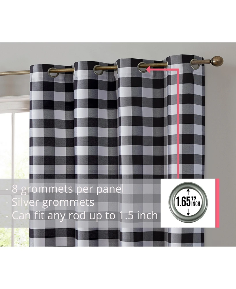 Hlc.me Andersen Buffalo Check Plaid 100% Blackout Thermal Insulated Energy Savings Heat/Cold Blocking Grommet Curtain Drapery Panels for Bedroom & Liv