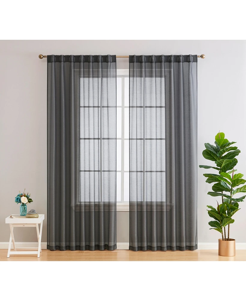 Hlc.me Lauren Semi Sheer Light Filtering Transparent Pocket Top & Back Tab Lightweight Window Curtains Drapery Panels Bedroom & Living Room
