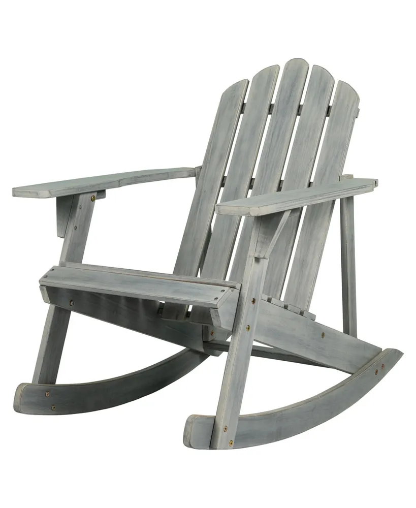 Jonathan Y Kiawah Outdoor Patio Classic Acacia Wood Adirondack Rocking Chair, Gray