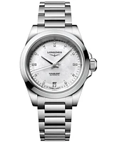 Longines Women's Swiss Automatic Conquest Diamond Accent Stainless Steel Bracelet Watch 34mm