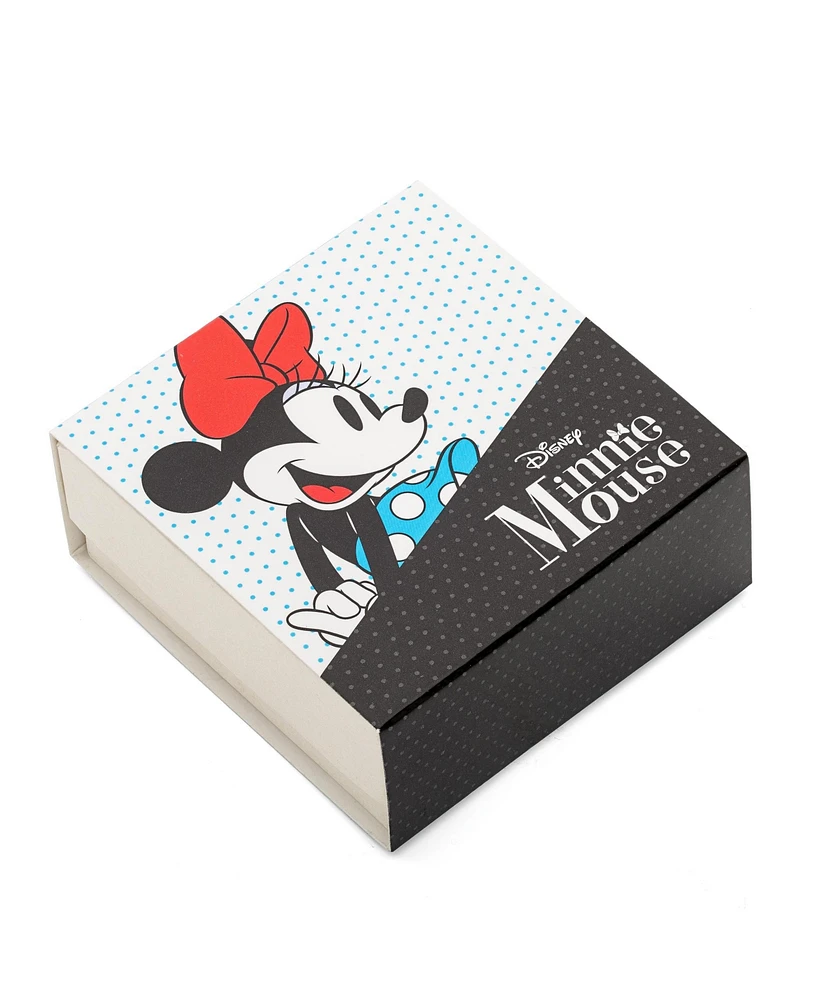 Disney Womens Minnie Mouse Silver Plated Cubic Zirconia Necklace, 16+2"