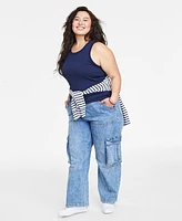 On 34th Trendy Plus Solid Ribbed Tank Top, Created for Macy's