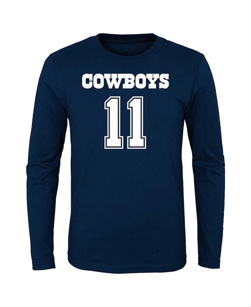 Big Boys Micah Parsons Navy Dallas Cowboys Mainliner Player Name and Number Long Sleeve T-shirt