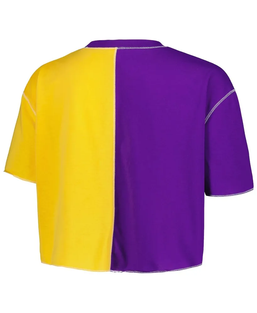 Women's ZooZatz Purple, Gold Lsu Tigers Colorblock Cropped T-shirt