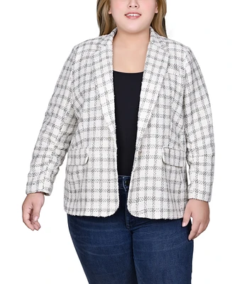 Ny Collection Plus Size Long Sleeve Tweed Jacket