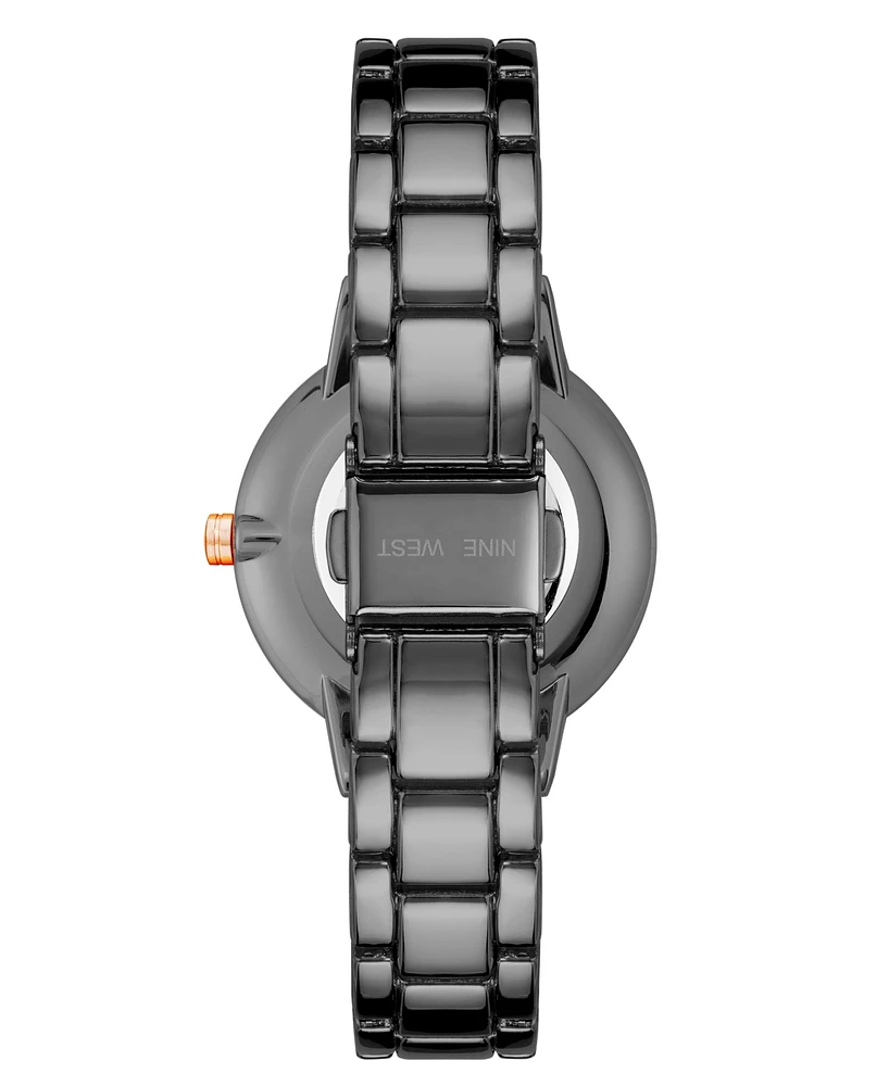 Nine West Women's Quartz Dark Gray Alloy Link Bracelet Watch, 36mm